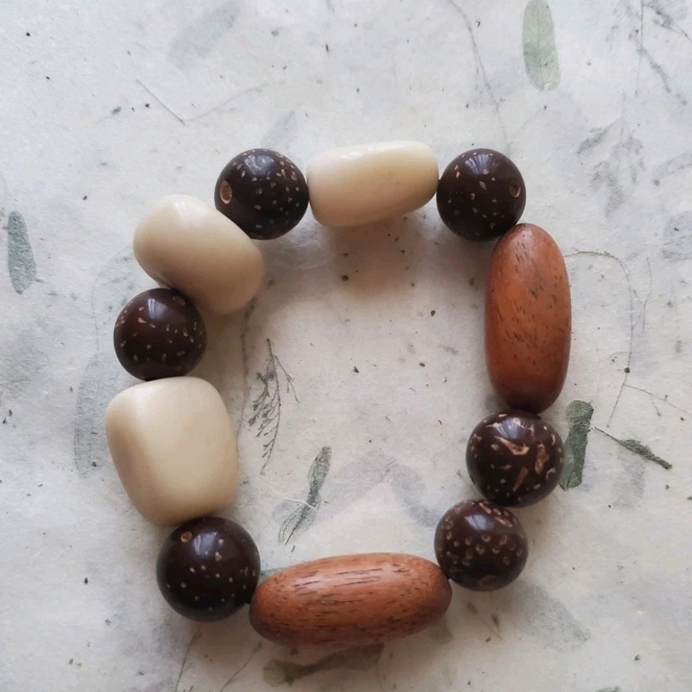 Natural Wood & Bone Beads Bracelet -Best For Small Wrists